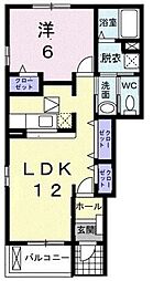 Live有泉A 1LDKの間取図画像