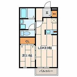 ラカーサフェリーチェシノザキ 1LDKの間取図画像