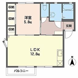 メゾンフレールB 1LDKの間取図画像