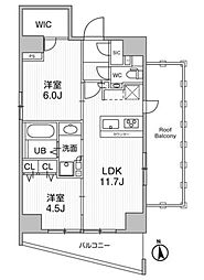 リテラス秋葉原イースト 14階2LDKの間取り