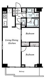 フュージョナル王子リコット 6階2LDKの間取り