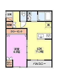 スカイラーク 1LDKの間取図画像