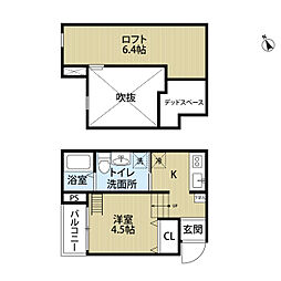 Luna北巽sta 1Kの間取図画像