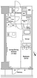 ザ・パークハビオ日本橋茅場町 1LDKの間取図画像