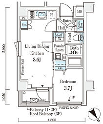 アヴニール三軒茶屋 1LDKの間取図画像