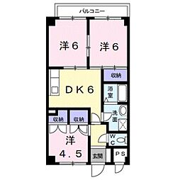 ハーベスト壱番館 3DKの間取図画像