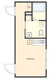 ブライトツー 1階ワンルームの間取り
