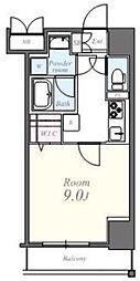 コンパル汐留 1Kの間取図画像