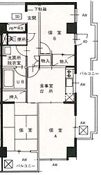 シャンブール 3DKの間取図画像