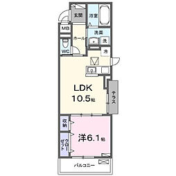 さいたま市桜区道場2丁目アパート 1LDKの間取図画像