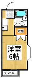 アネックス柏 2階ワンルームの間取り