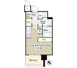 ザ六本木東京クラブレジデンス ワンルームの間取図画像