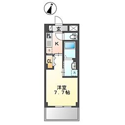 レガリア扇A棟 1Kの間取図画像