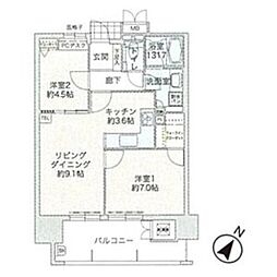 ウェルリバービュー天神 2LDKの間取図画像