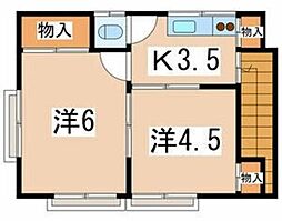 山田荘 2Kの間取図画像