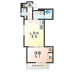 近鉄大阪線 弥刀駅 徒歩7分の賃貸アパート 3階1LDKの間取り