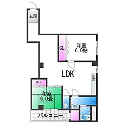 ガーデンコート山之内 2LDKの間取図画像