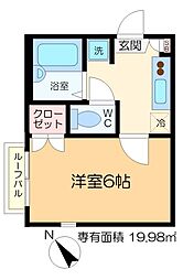ルソレイユ 1Kの間取図画像