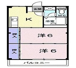 ハピネスふじみ野 2DKの間取図画像