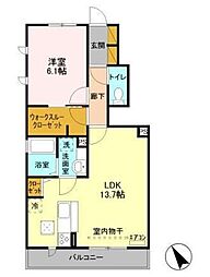 ブリエ2 1LDKの間取図画像