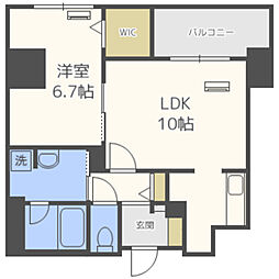 ウィスタリアレジデンス博多 1LDKの間取図画像