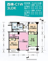 パティオス13番街 3LDKの間取図画像
