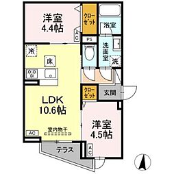 セレスティア東小岩II 2LDKの間取図画像