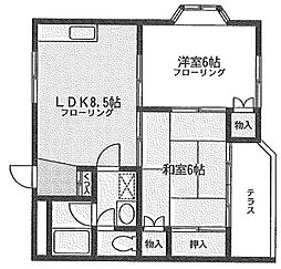 グラースハイツ 2LDKの間取図画像