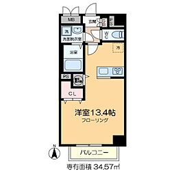 SunriseResidence ワンルームの間取図画像