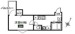 MELDIA中央区祐光4丁目 1Kの間取図画像