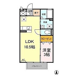 ビギニングA 1LDKの間取図画像