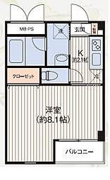 ファーストレジデンス 1Kの間取図画像