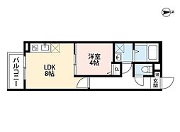 パークハウス桂川 1LDKの間取図画像