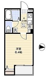 エルカーサ平和台 1階1Kの間取り