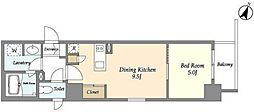 リエトコート元赤坂 1DKの間取図画像