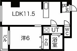 墨染コーポ 1LDKの間取図画像