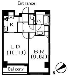 ヒルコート千駄木 1LDKの間取図画像