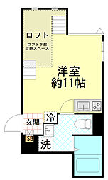 ブリリアントアパートメント伝馬 ワンルームの間取図画像