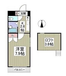 リュミエ府中 1Kの間取図画像