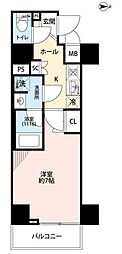 プレール・ドゥーク住吉4 1Kの間取図画像