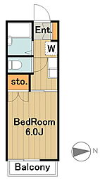 パークフロント 1階1Kの間取り