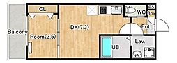 (仮称)ジーメゾン高座渋谷 1DKの間取図画像