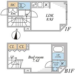 リーガランド幡ヶ谷サウス 1LDKの間取図画像