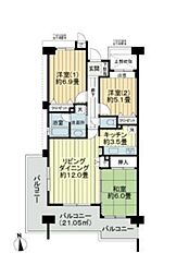ライオンズガーデン高幡不動 3LDKの間取図画像