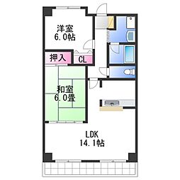 ロイヤルヴェール山下 2LDKの間取図画像