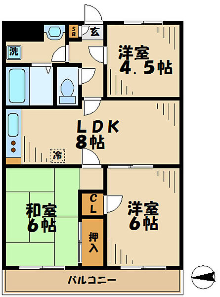 東京都多摩市鶴牧６丁目(賃貸マンション3DK・6階・56.70㎡)の写真 その2