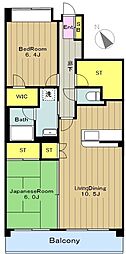 ファインクレスト若葉台 2LDKの間取図画像