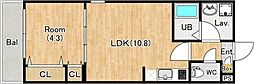 狭山市大字東三ツ木アパート 1LDKの間取図画像