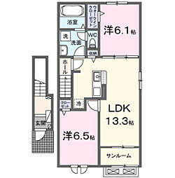 瀬戸アパートB 2LDKの間取図画像
