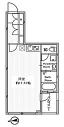 白金高輪レジデンス ワンルームの間取図画像